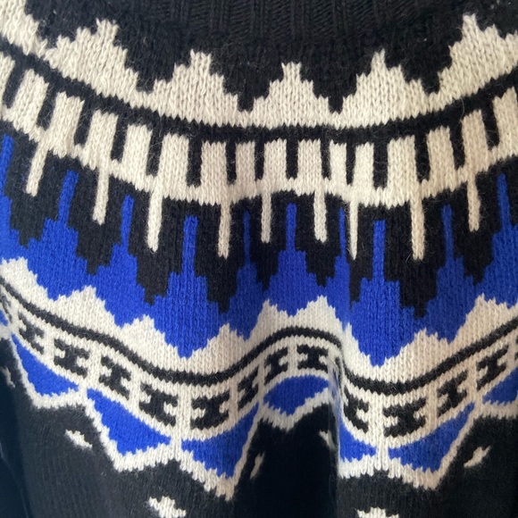 🔖 XS RALPH LAUREN POLO Sweater Fair Isle Italian Yarn Blue Black White - Picture 3 of 12